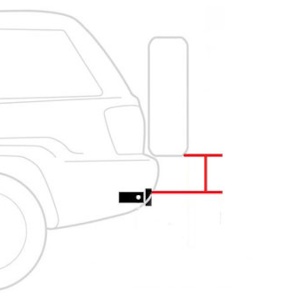 Vertical distance from hitch to spare tire.